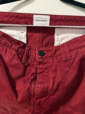 Norse Projects Men’s Aros Heavy Chino Sz 34 Holmen Red